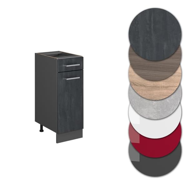 Köksmöbel R-Line, 30cm PT Ek, Svart betong, Antracit, Vicco