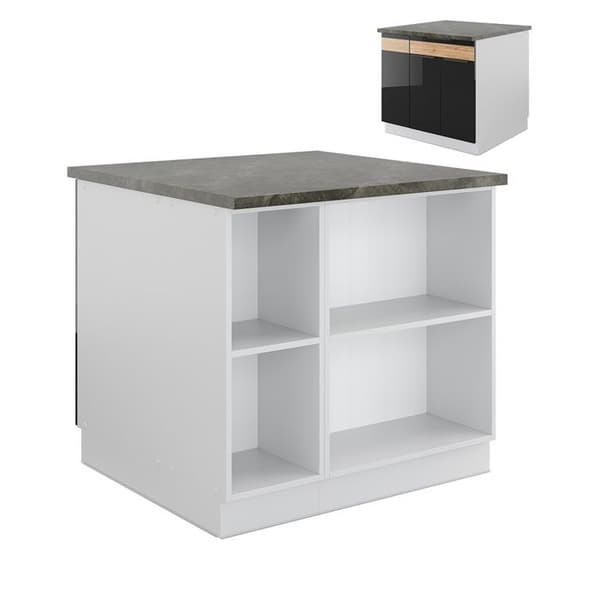 Vicco Fame-Line köksö, blank svart ek/vit, 90 cm med låda, utan bänkskiva