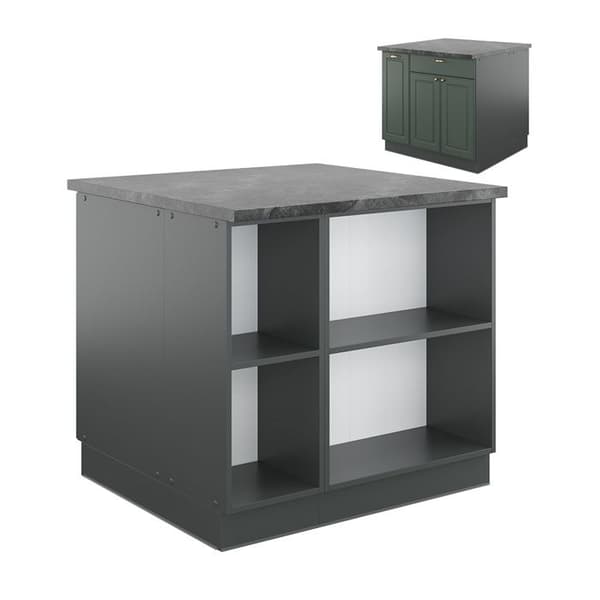 Vicco Fame-Line köksö, Country green och guld/antracit, 90 cm med låda, utan bänkskiva
