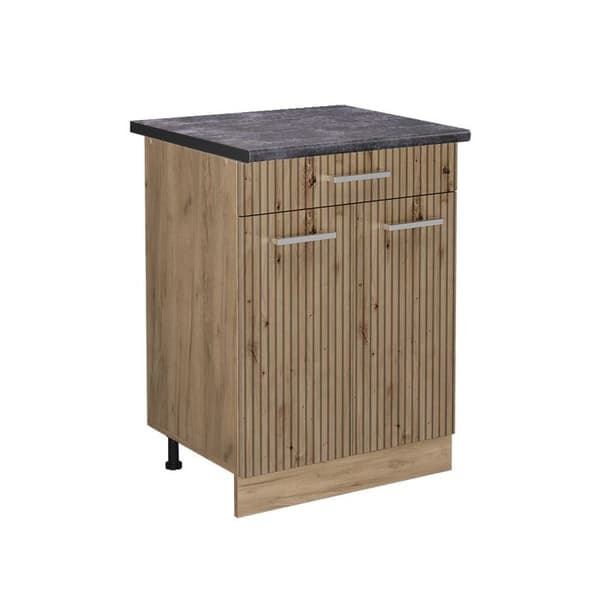Köksmöbel R-Line, 60cm med låda, PT Antracit, Hantverks ek, Guldstark ek, Vicco
