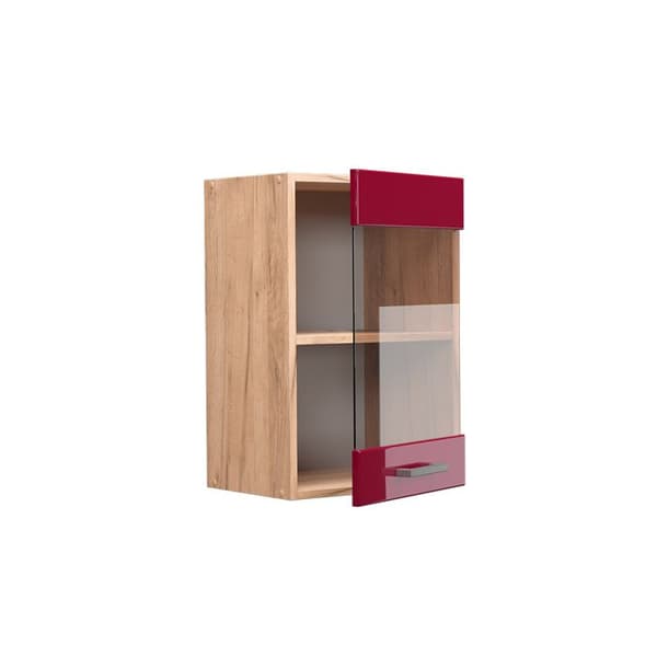 Vicco högglasat köksskåp R-Line, Vinröd Högblank, 40 cm