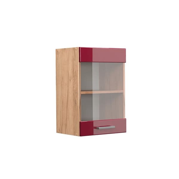 Vicco högglasat köksskåp R-Line, Vinröd Högblank, 40 cm