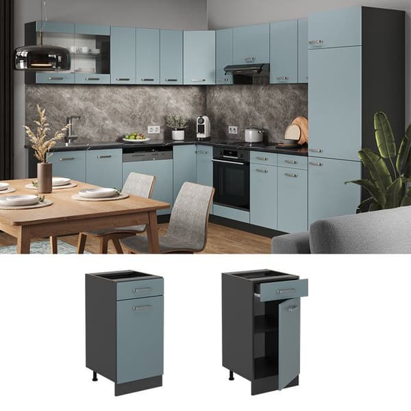 Köksmöbel R-Line, 40 cm, PT Ek, Blågrå, Anthracite, Vicco