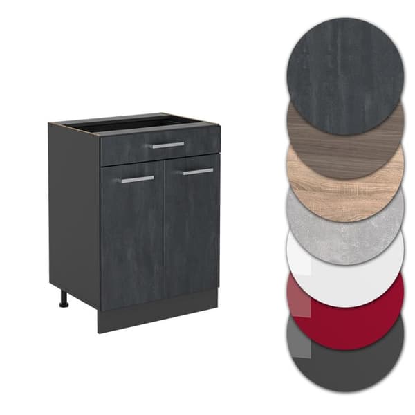 Vicco R-Line köksskåp, Svart betong, 80 cm PA Antracit