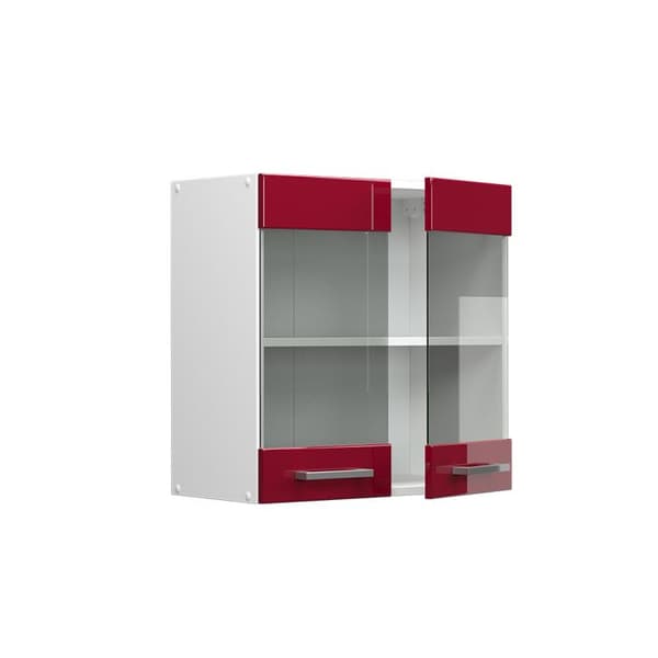 Vicco högglasat köksskåp R-Line, Vinröd Högblank, 60 cm