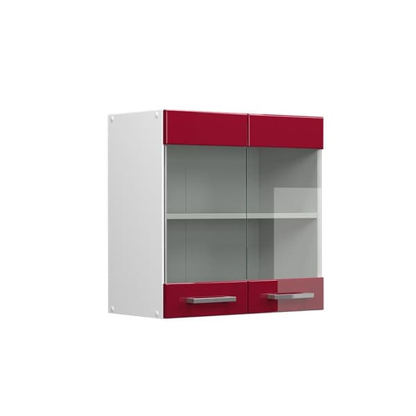 Vicco högglasat köksskåp R-Line, Vinröd Högblank, 60 cm