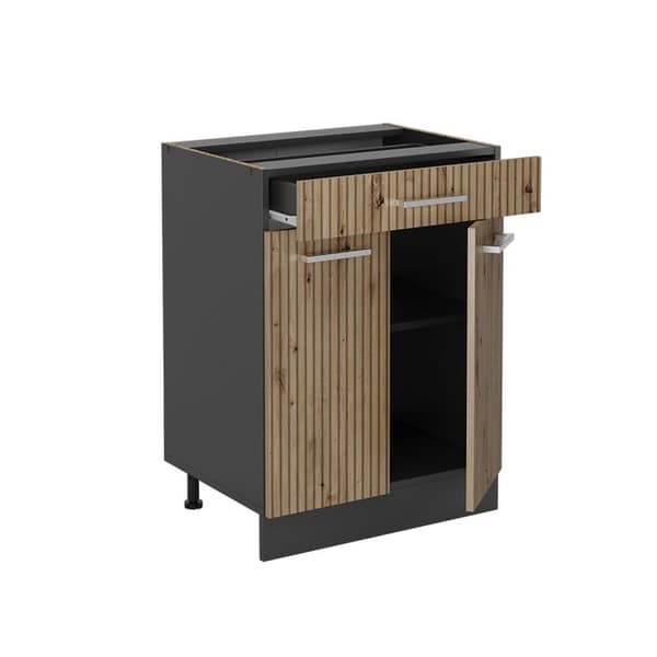 Köksmöbel R-Line, 60cm, PT Marmor, Ek Artisan, Antracit, Vicco
