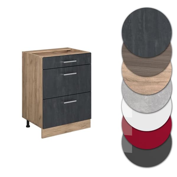 Vicco R-Line köksskåp, Svart betong, 60 cm PA Antracit