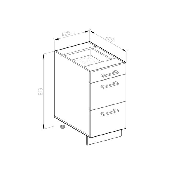 Köksmöbel R-Line, 40 cm med lådor, PT Antracit, Vit landsby, Antracit, Vicco