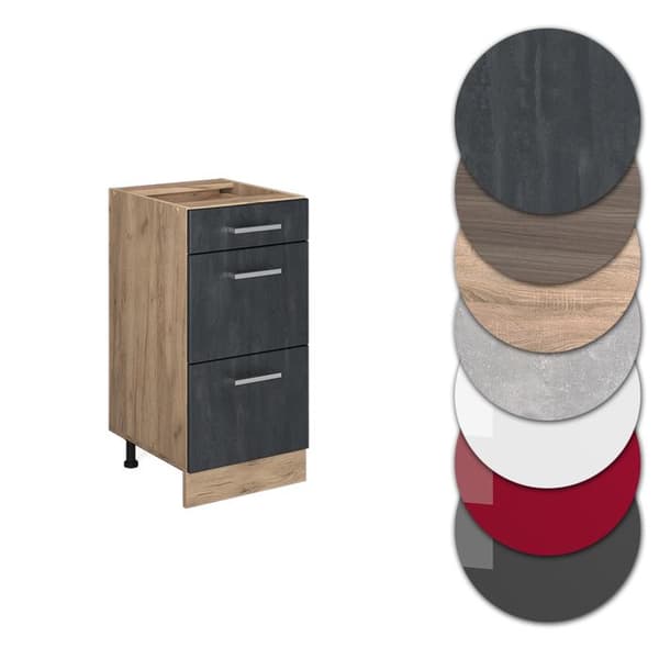 Vicco R-Line köksskåp, Svart betong, 40 cm PA Marmor