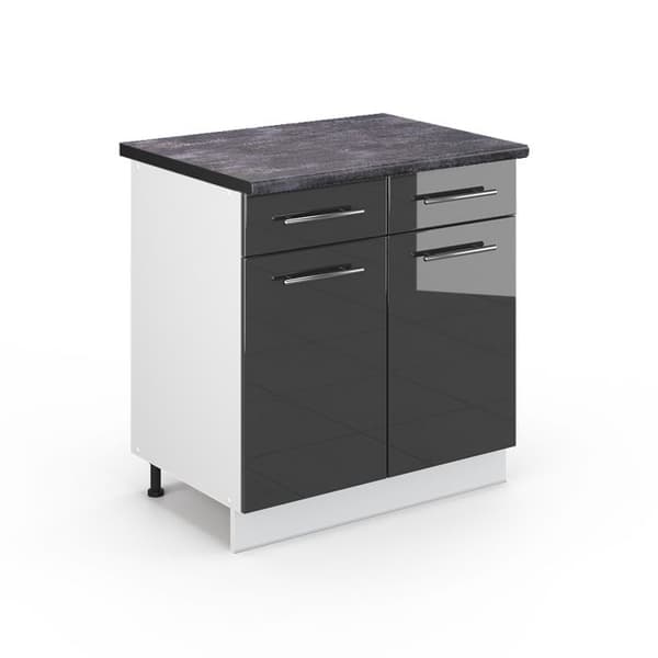 Köksskåp Fame-Line, 80 cm, PT Antracit, Antracit Hög glans, Vit, Vicco