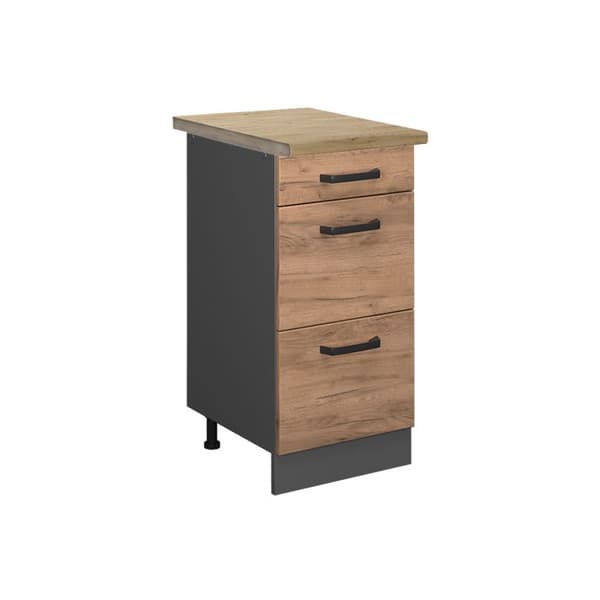 Köksmöbel R-Line, 40 cm med lådor, PT Ek, Guld styrka ek, Antracit, Vicco