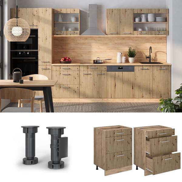 Köksmöbel R-Line, 60cm med lådor, PT Ek, Ek Artisan, Guldstark Ek, Vicco