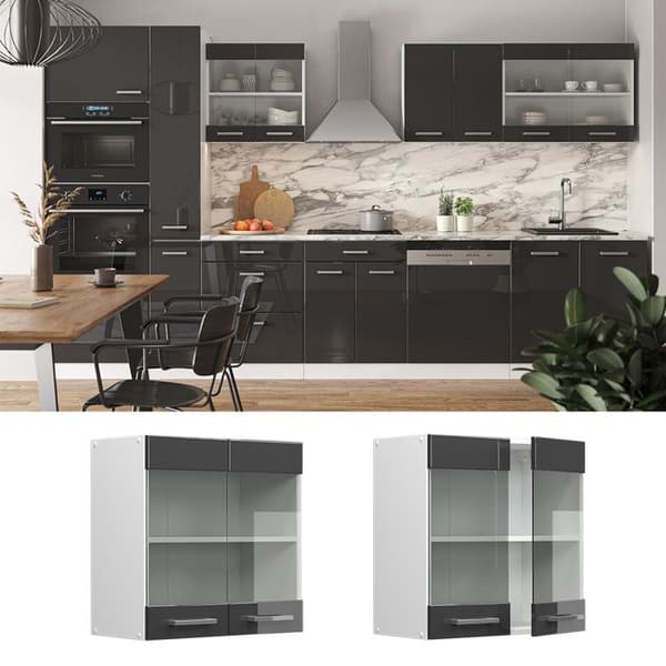 Vicco högglasat köksskåp R-Line, antracit Högglans, 60 cm