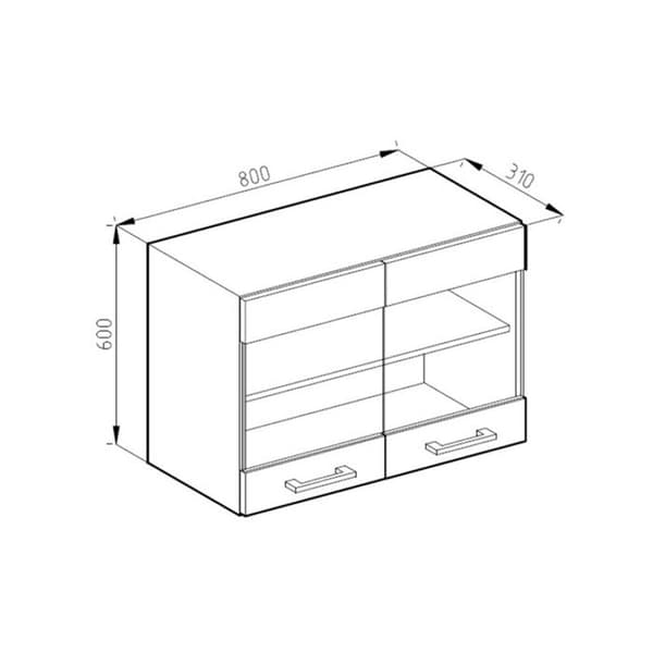 Vicco R-Line högglasat köksskåp, Röd, 80 cm J-Shape