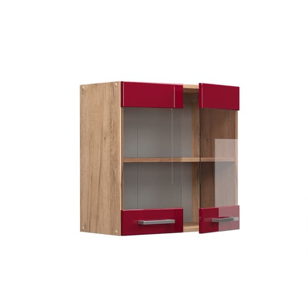 Vicco högglasat köksskåp R-Line, Vinröd Högblank, 60 cm
