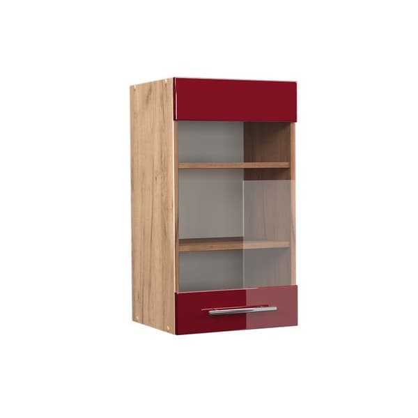 Vicco högglasat köksskåp Fame-Line, Burgundröd Högblank, 40 cm