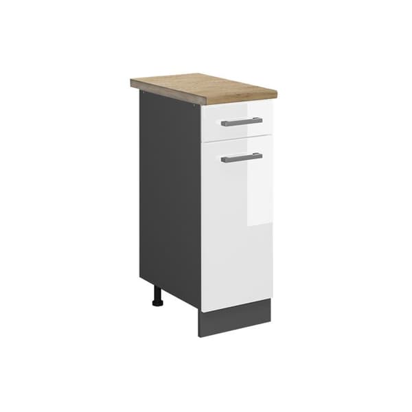 Köksmöbel R-Line, 30cm, PT Ek, Vit högblanka, Antracit, Vicco