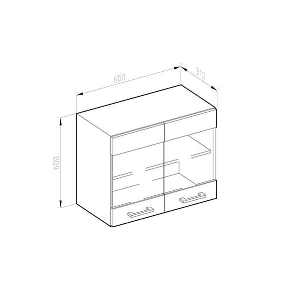 Vicco R-Line högglasat köksskåp, Vit, 60 cm J-Shape