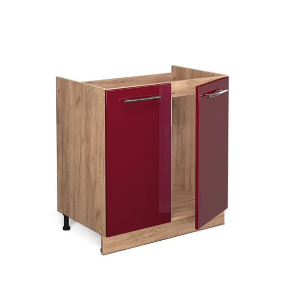 Underskåp Fame-Line, 80cm, PT Marmor, Bordeaux högglans, Guld-eik, Vicco