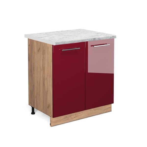 Underskåp Fame-Line, 80cm, PT Marmor, Bordeaux högglans, Guld-eik, Vicco