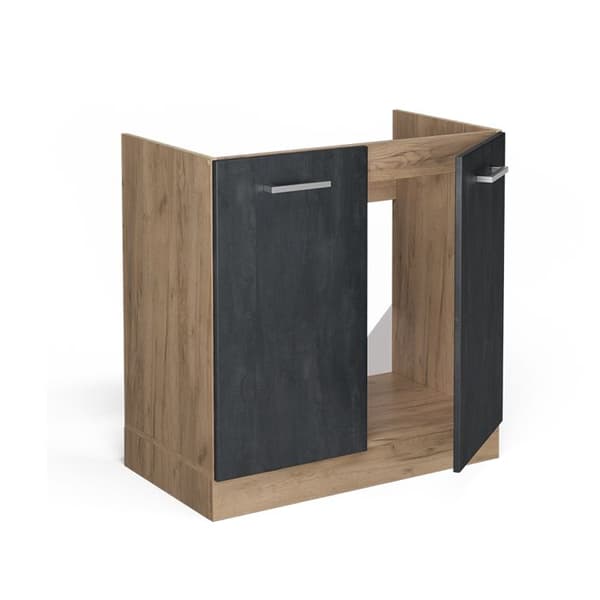 Under-basin cabinet R-Line, 80cm PT Anthracite, Black concrete, Golden oak, Vicco