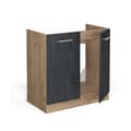 Miniatyrbild 5 av 6: Under-basin cabinet R-Line, 80cm PT Anthracite, Black concrete, Golden oak, Vicco