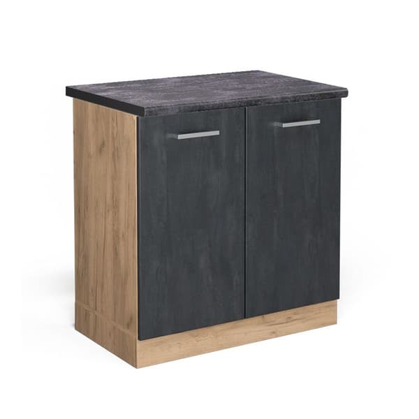 Under-basin cabinet R-Line, 80cm PT Anthracite, Black concrete, Golden oak, Vicco