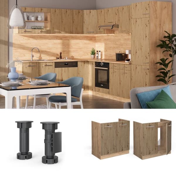 Under sink cabinet R-Line, 80cm PT Marble, Artisan Oak, Golden Strong Oak, Vicco