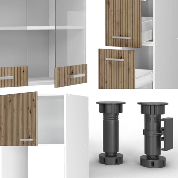R-Line kökslinje, 350 cm med högskåp, PT Antracit, Artisan ek/vit, Vicco