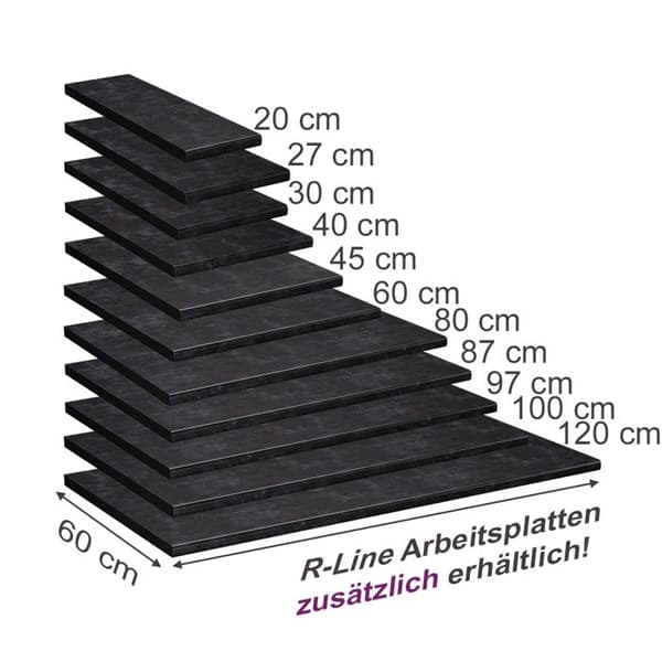 Vicco R-Line köksbänkskiva, antracit, 114 cm (passar för 87x87 hörnskåp)