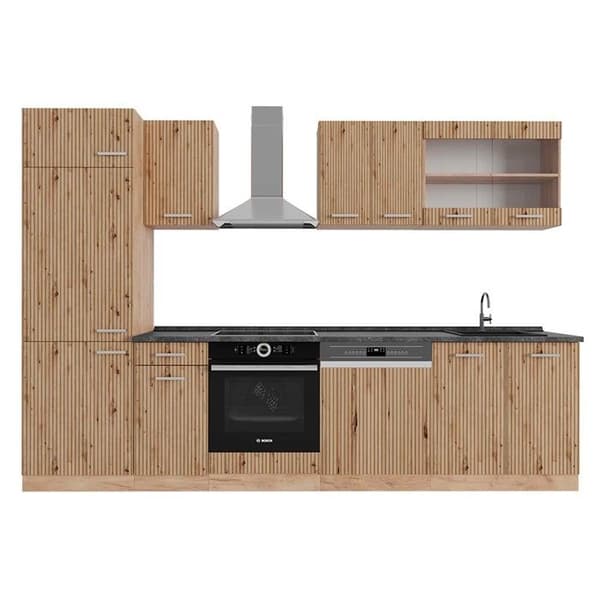 R-Line kök, 300 cm, PT antracit, Artisan Oak/Golden Oak, Vicco
