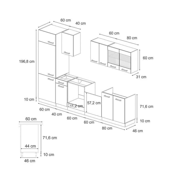R-Line Kök, 300 cm, PT Antracit, Artisan Ek/Antracit, Vicco