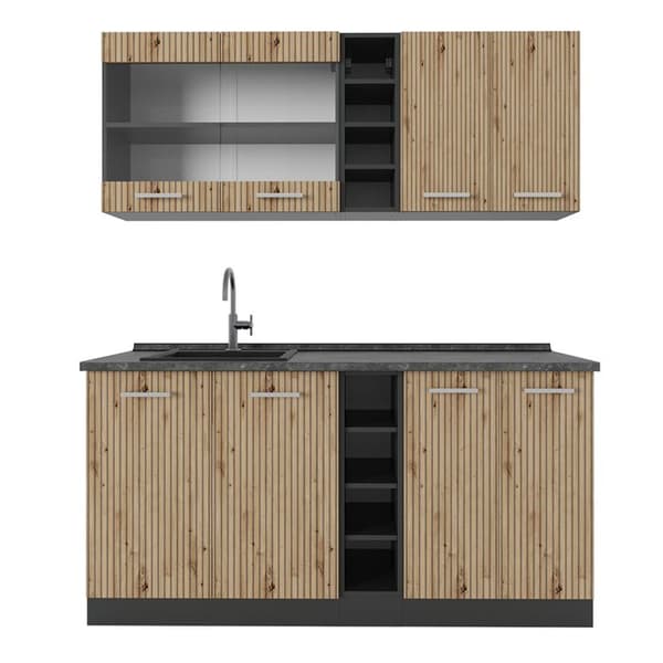 R-Line kök, 160 cm utan bänkskiva, Artisan Ek/Antracit, Vicco