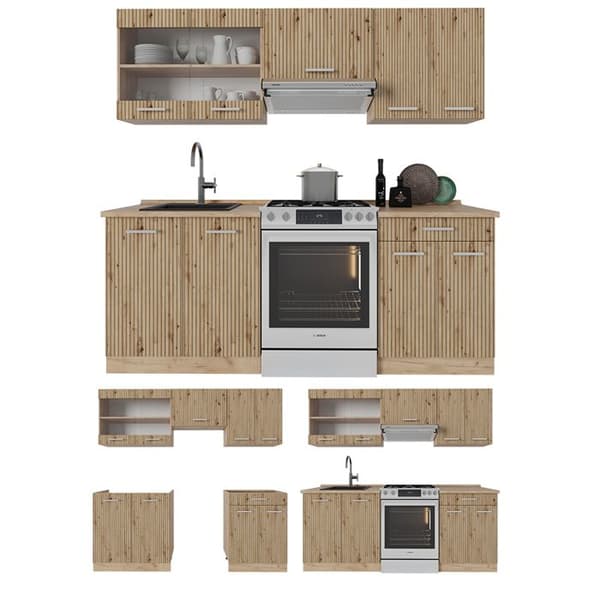 R-Line kök, 200 cm utan bänkskiva, Artisan Oak/Golden Oak, Vicco