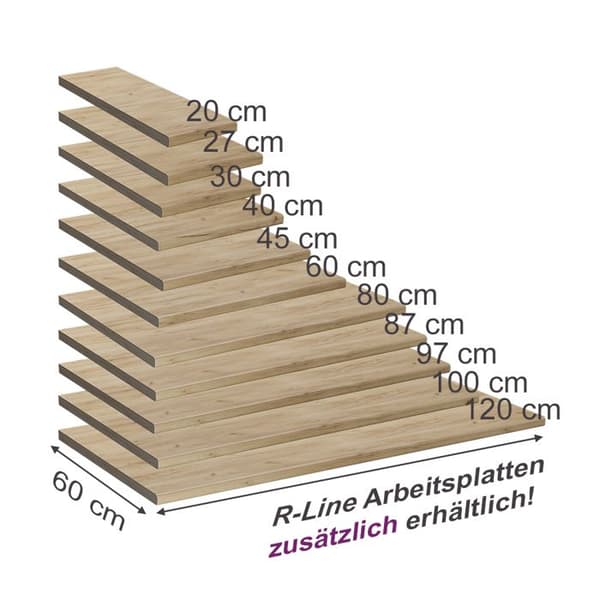 Vicco R-Line köksbänk, gyllene ek, 114 cm (passar för 87x87 hörnskåp)