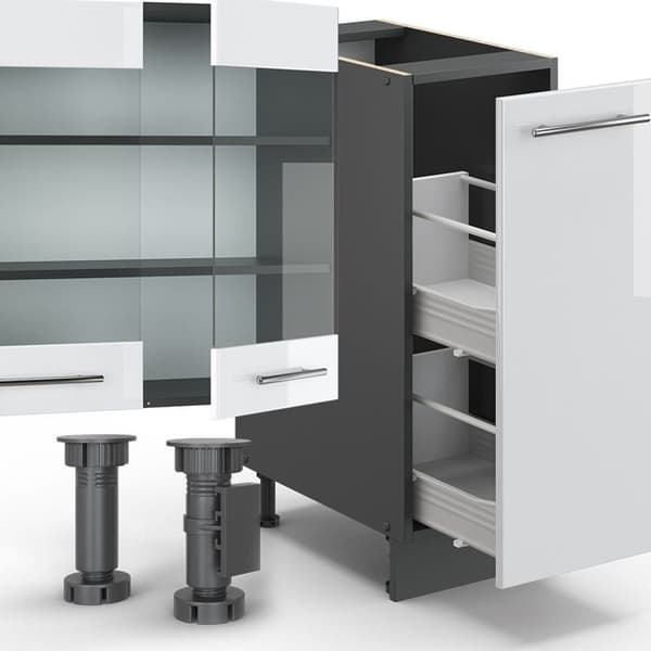 Fame-Line kök, 280 cm, PT Marble, Blank vit/Antracit, Vicco