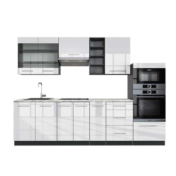 Fame-Line kök, 280 cm, PT Marble, Blank vit/Antracit, Vicco