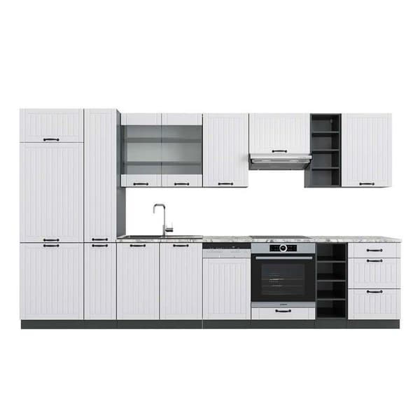 Fame-Line kök, 355 cm, PT Marble, Stuga vit/antracit, Vicco