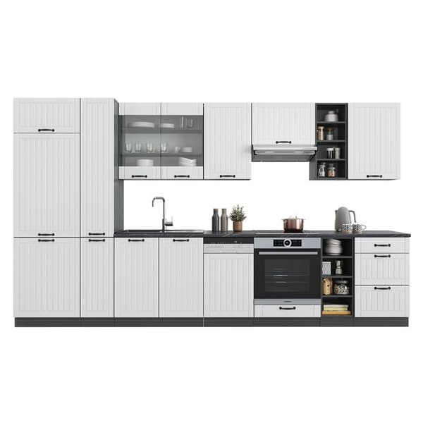 Fame-Line kök, 355 cm, PT Antracit, Stuga vit/antracit, Vicco