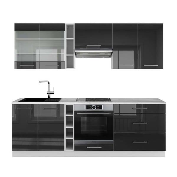 Fame-Line kök, 235 cm, PT Marble, Blank antracit/vit, Vicco