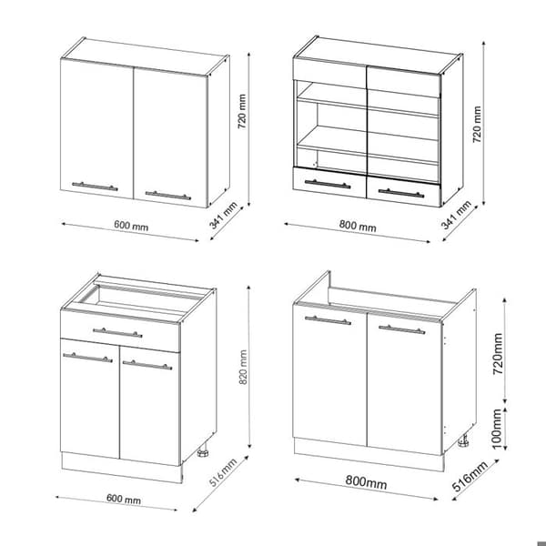 Fame-Line kök, 140 cm, PT Marble, blank vit/vit, Vicco