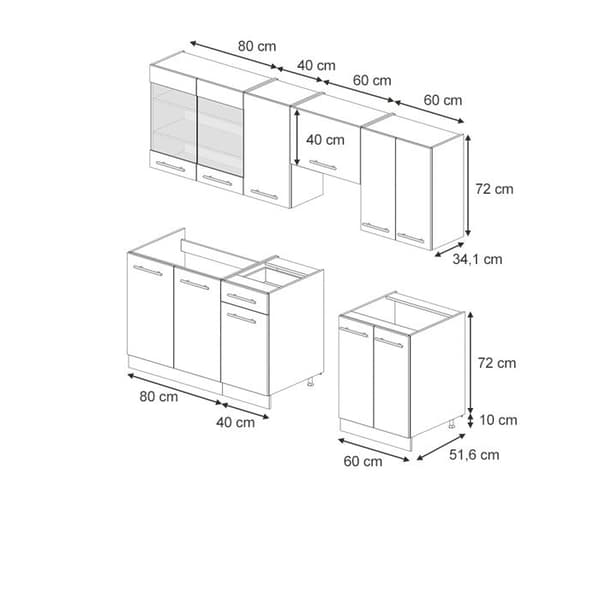Fame-Line kök, 240 cm, PT antracit, blank mörkblå/vit, Vicco