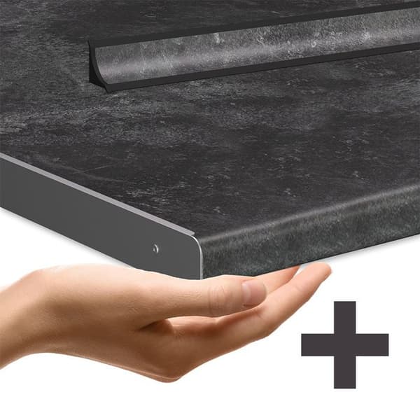 Fame-Line kök, 240 cm, PT antracit, blank mörkblå/vit, Vicco