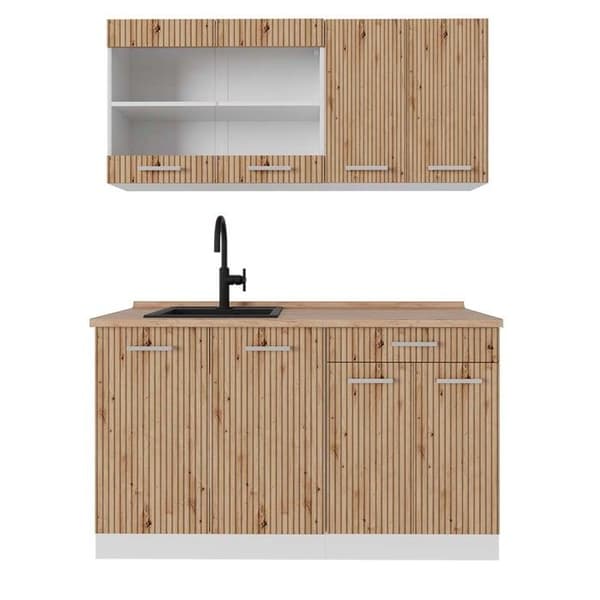 R-Line kök, 140 cm, PT Ek, Hantverk ek/vit, Vicco