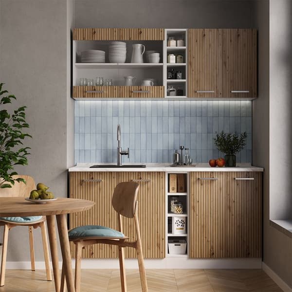 R-Line kök, 160 cm, PT Ek, Hantverk ek/vit, Vicco