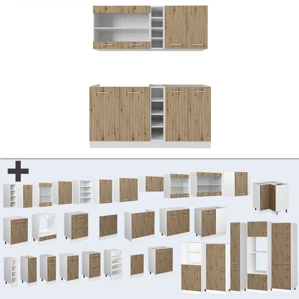 R-Line kök, 160 cm, PT Ek, Hantverk ek/vit, Vicco