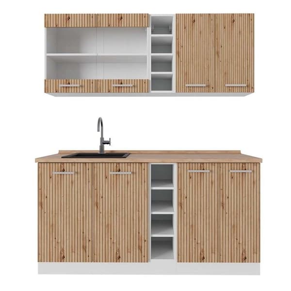 R-Line kök, 160 cm, PT Ek, Hantverk ek/vit, Vicco