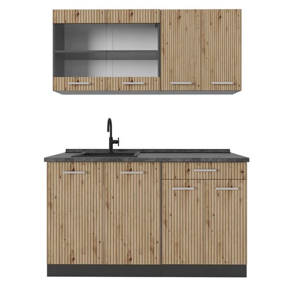 R-Line kök, 140 cm utan bänkskiva, Artisan Ek/Antracit, Vicco