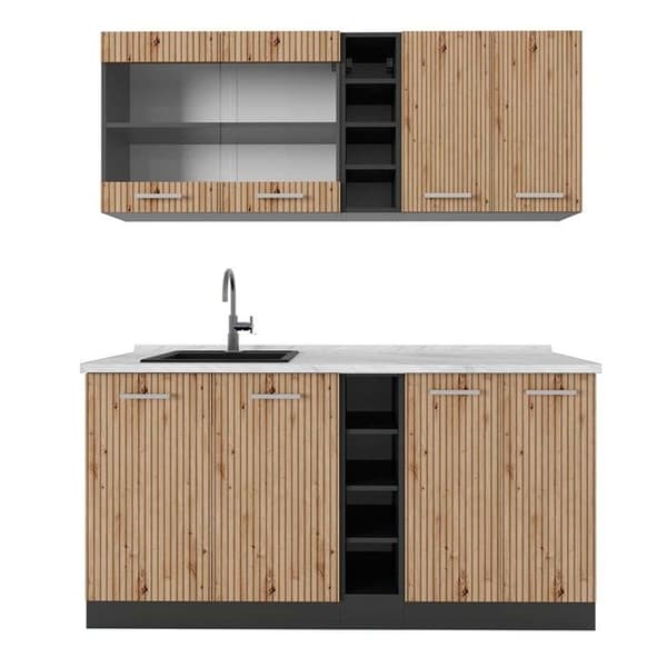 R-Line Kök, 160 cm, PT Marmor, Artisan Ek/Antracit, Vicco